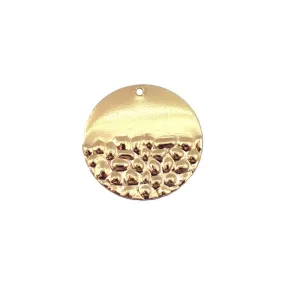 29mm Gold Plated Brass Half Textured Circle Charm