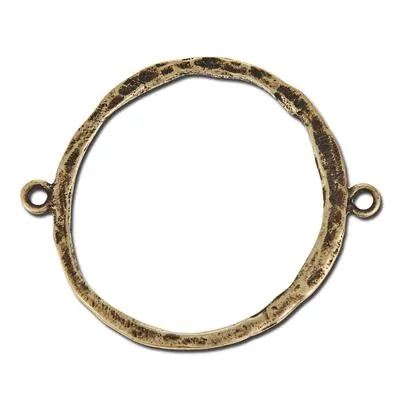 45mm Antique Brass Hammered Round Pewter Link