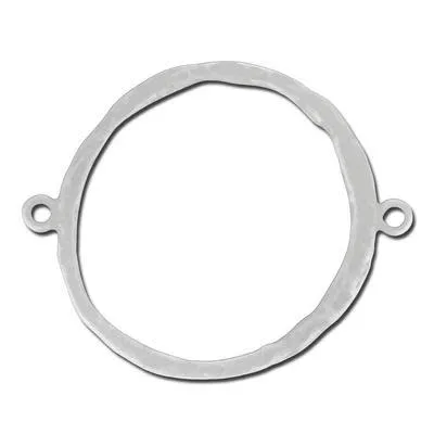 45mm Antique Silver Hammered Round Pewter Link
