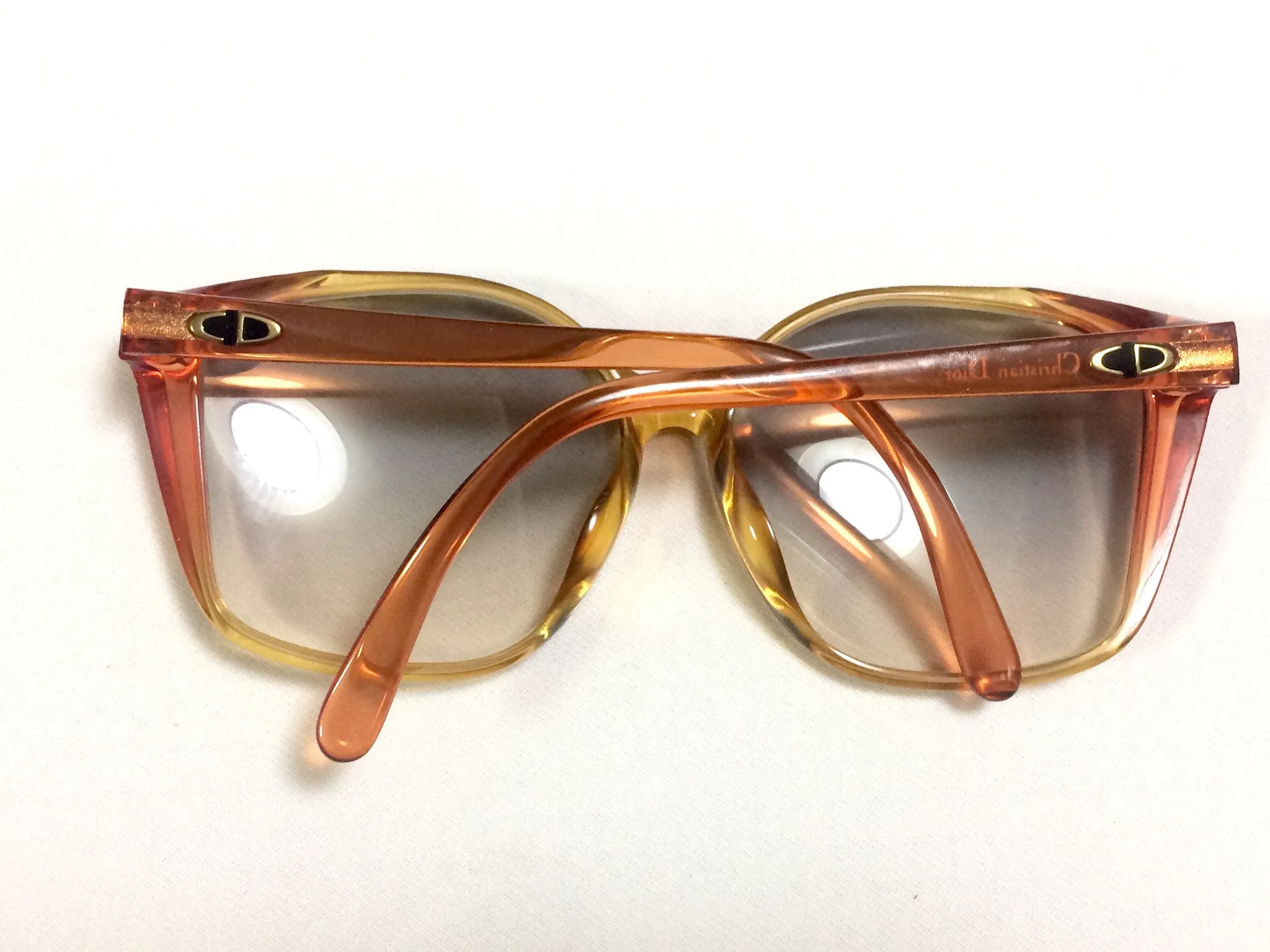 60's, 70's vintage Christian Dior orange and yellow sunglasses. Very rare classic retro eyewear back in the old era. Authentic mod piece.