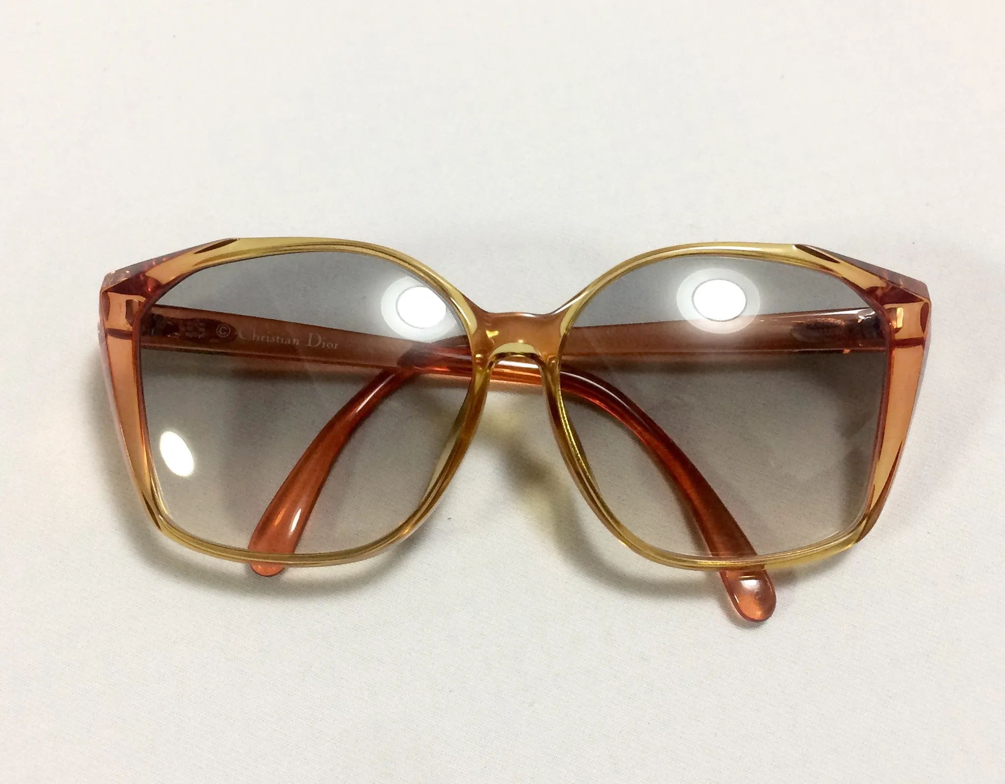 60's, 70's vintage Christian Dior orange and yellow sunglasses. Very rare classic retro eyewear back in the old era. Authentic mod piece.