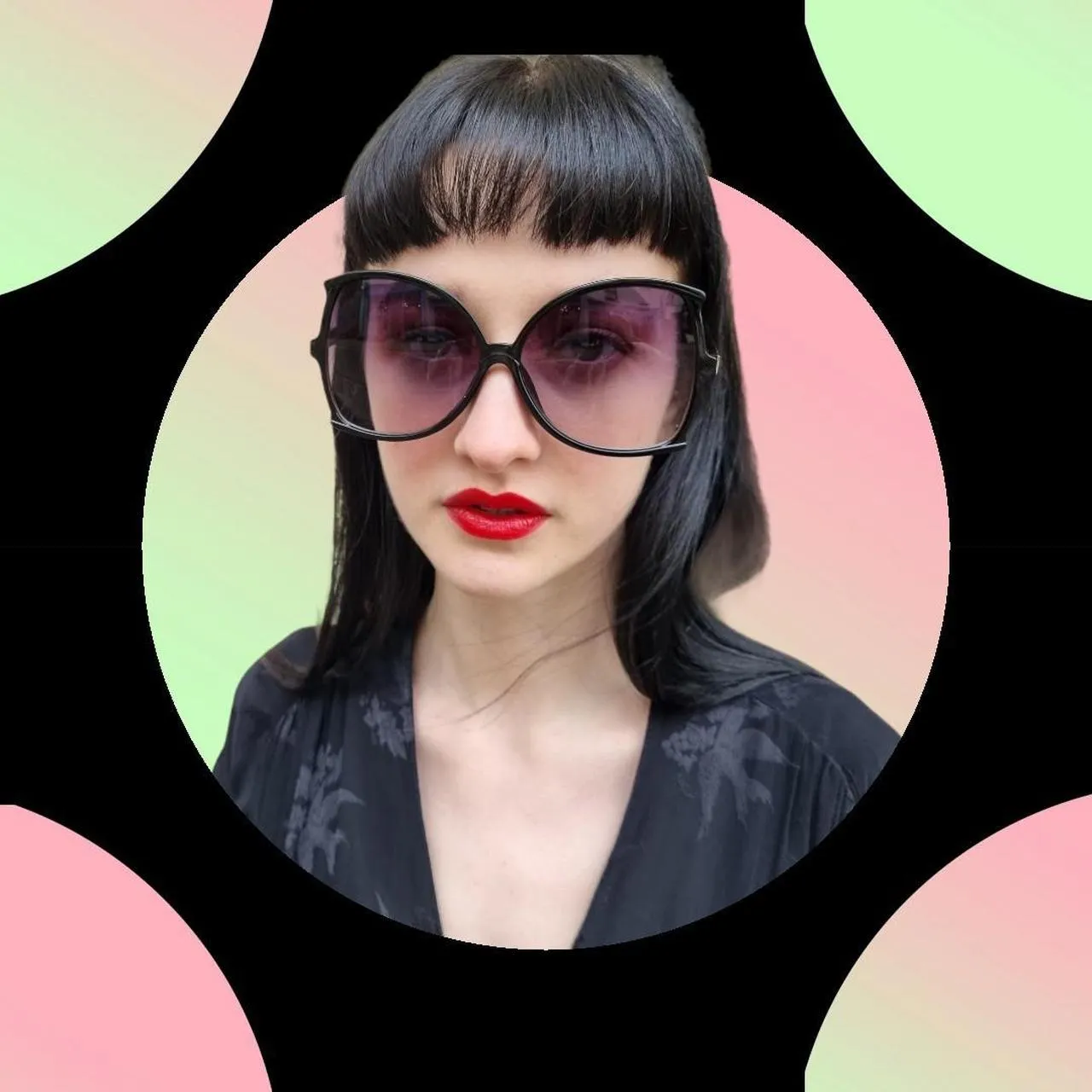 70s Style Oversized Sunglasses - Black