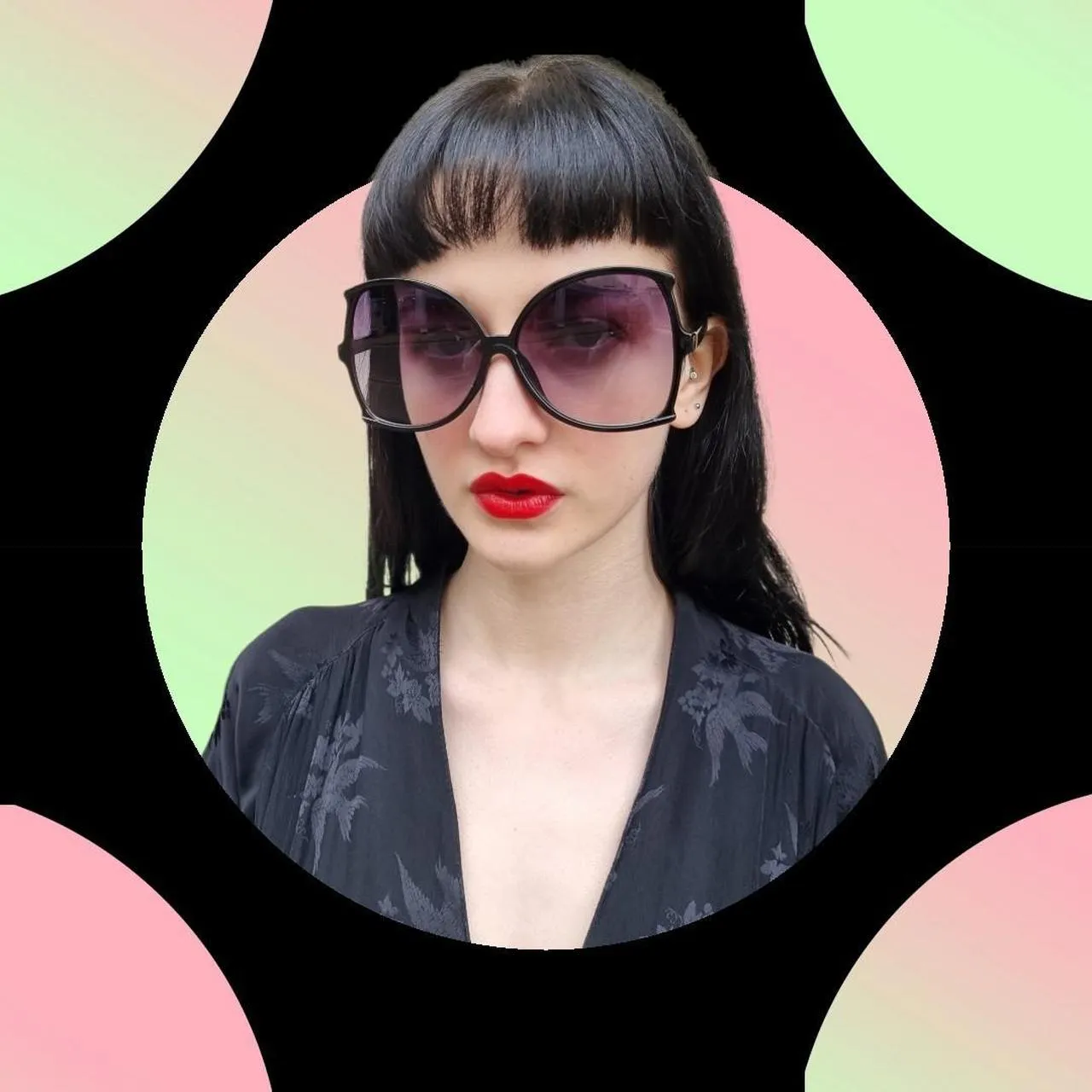 70s Style Oversized Sunglasses - Black