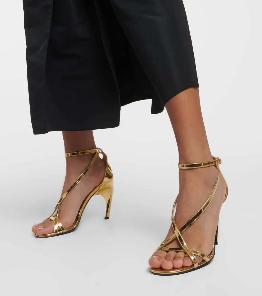 Alexander McQueen Armadillo metallic leather sandals