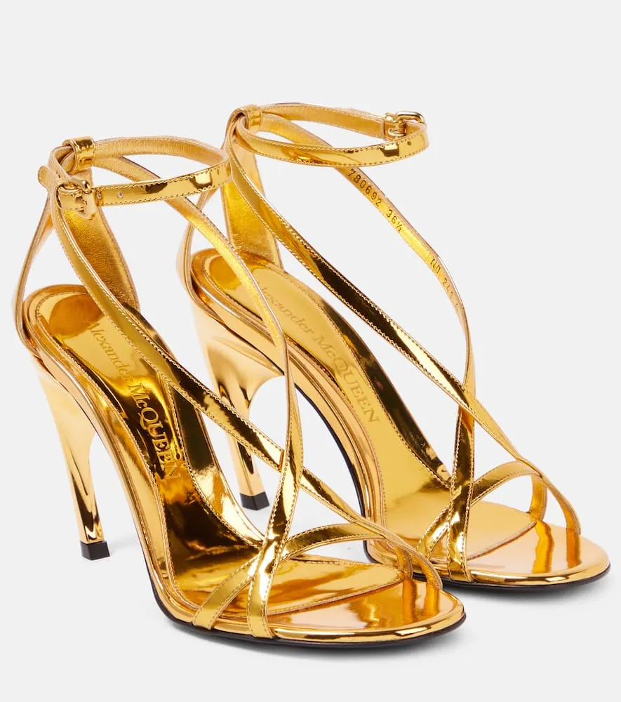 Alexander McQueen Armadillo metallic leather sandals