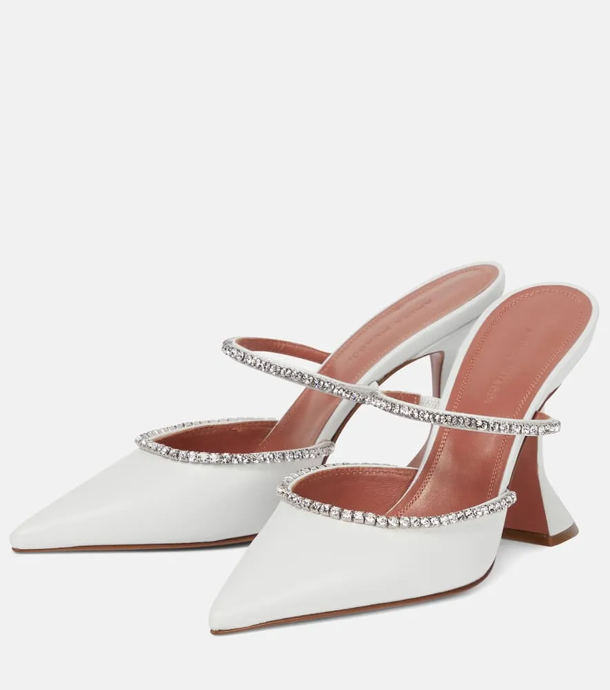 Amina Muaddi Gilda embellished leather mules