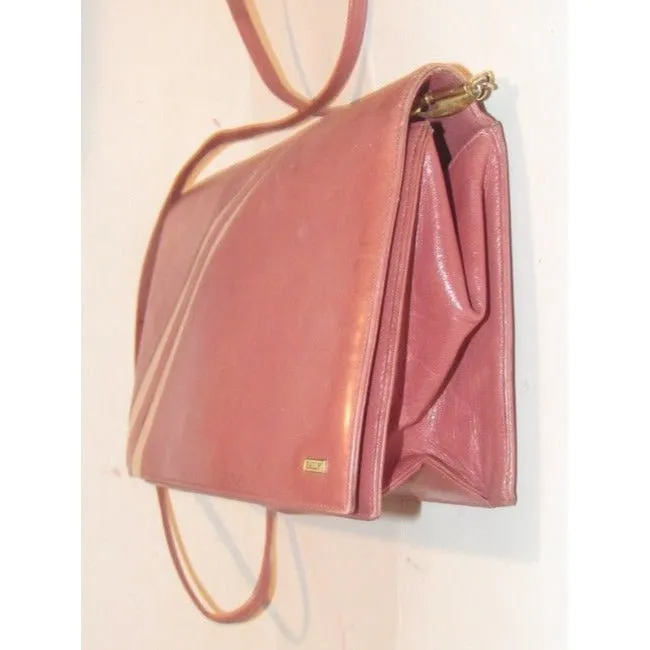 Bally Vintage Pursesdesigner Purses Pink Leather With White Striped Accents Shoulder Bag