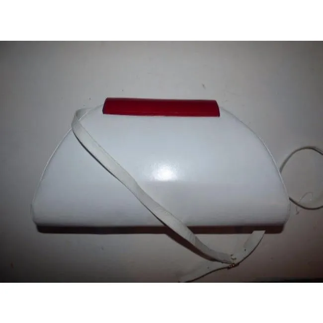 Bally Vintage Pursesdesigner Purses White Leather With Brick Red Accents Shoulder Bag