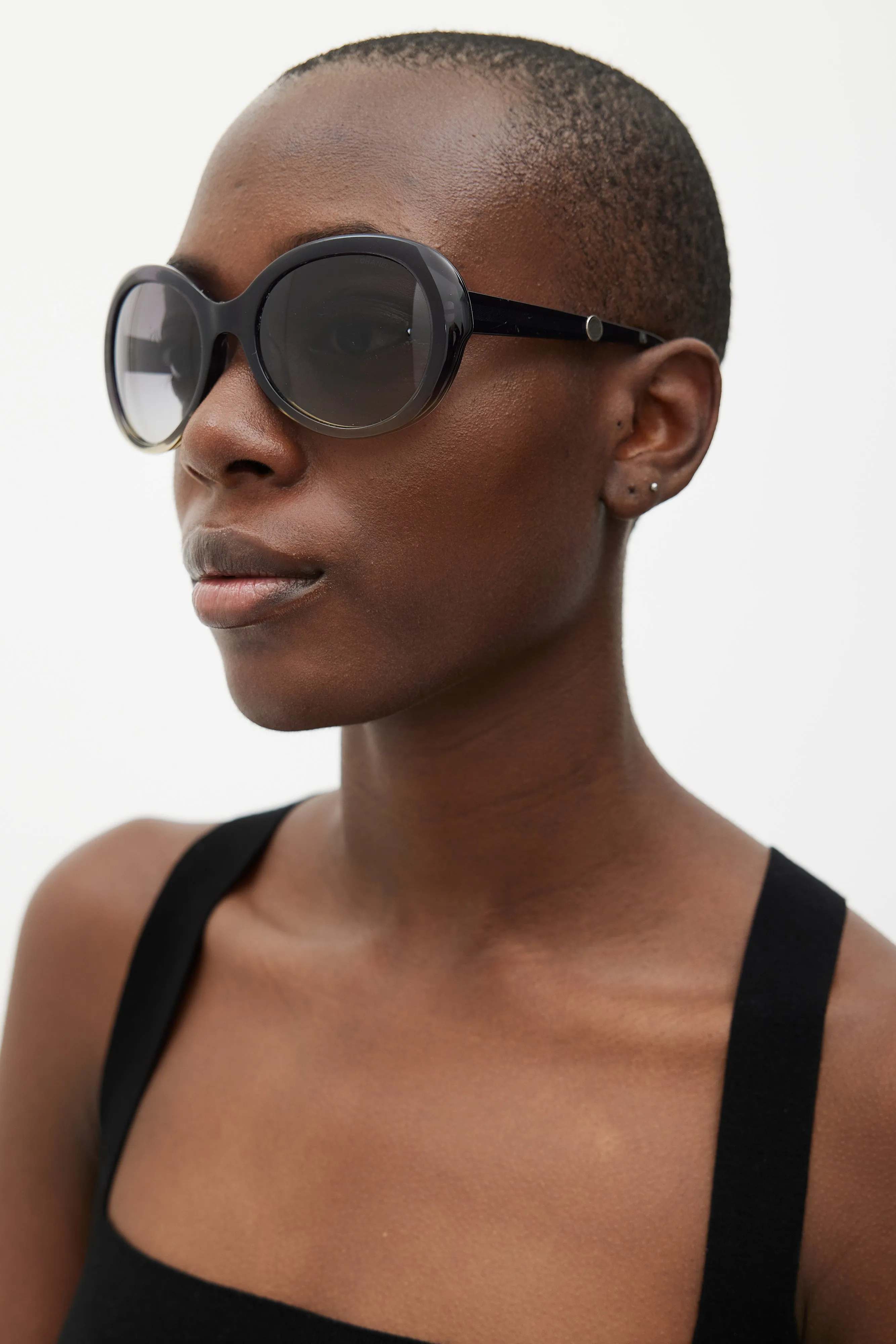 Black Gradient 5156A Oversized Round Sunglasses