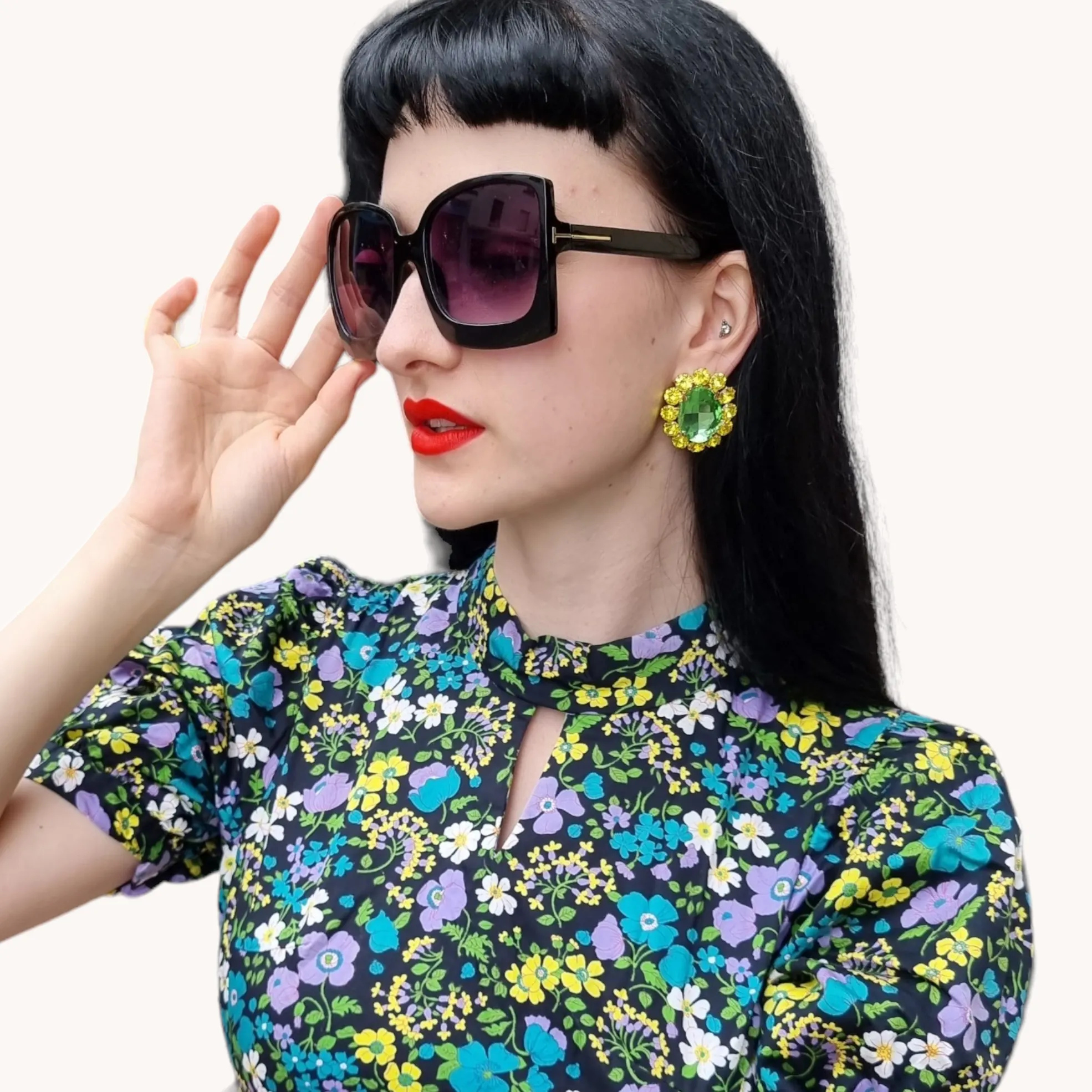 Black  Oversized Retro Sunglasses