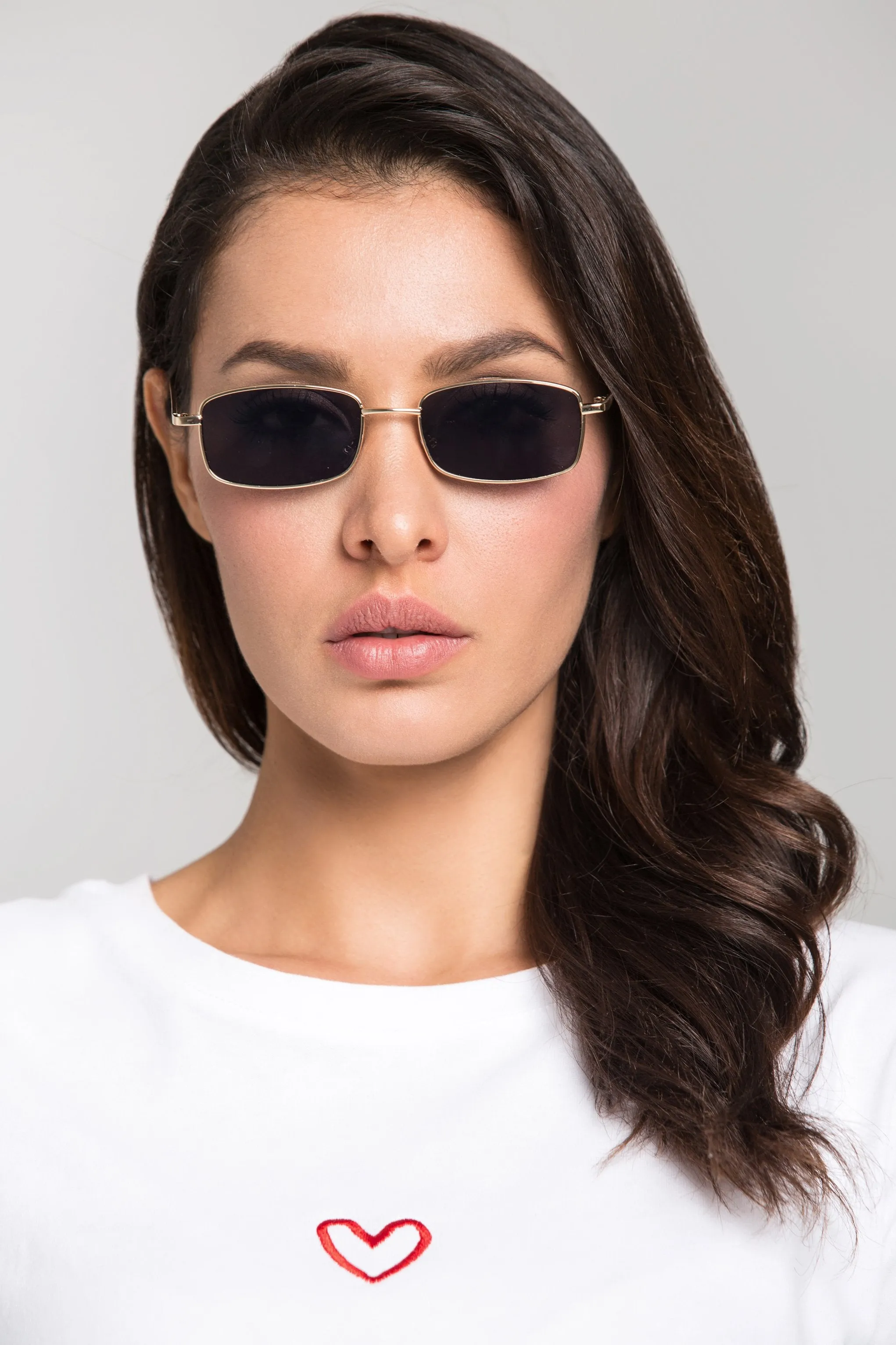 Black Square Slim Vintage Sunglasses