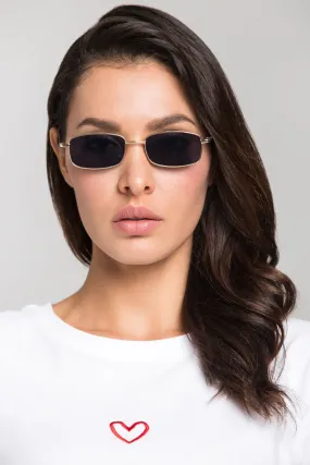Black Square Slim Vintage Sunglasses