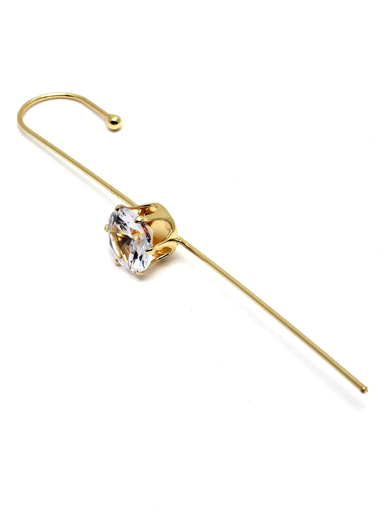 Bohey by KARATCART Gold Plated Crystal Studded Ear Cuffs for Women