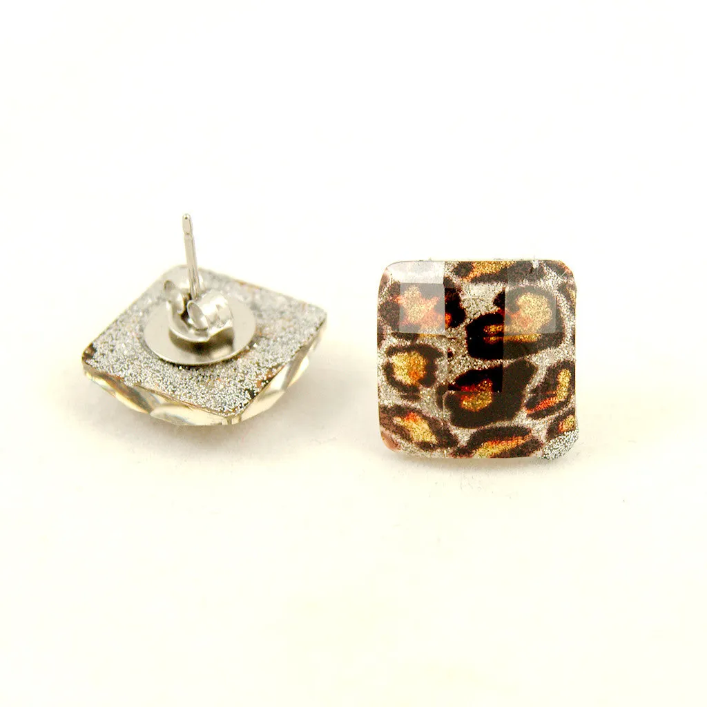 Bronze Cheetah Faceted Earrings