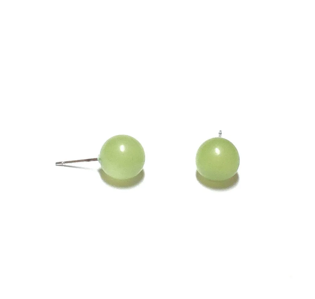 Celadon Green Petite Moonglow Ball Stud Earrings
