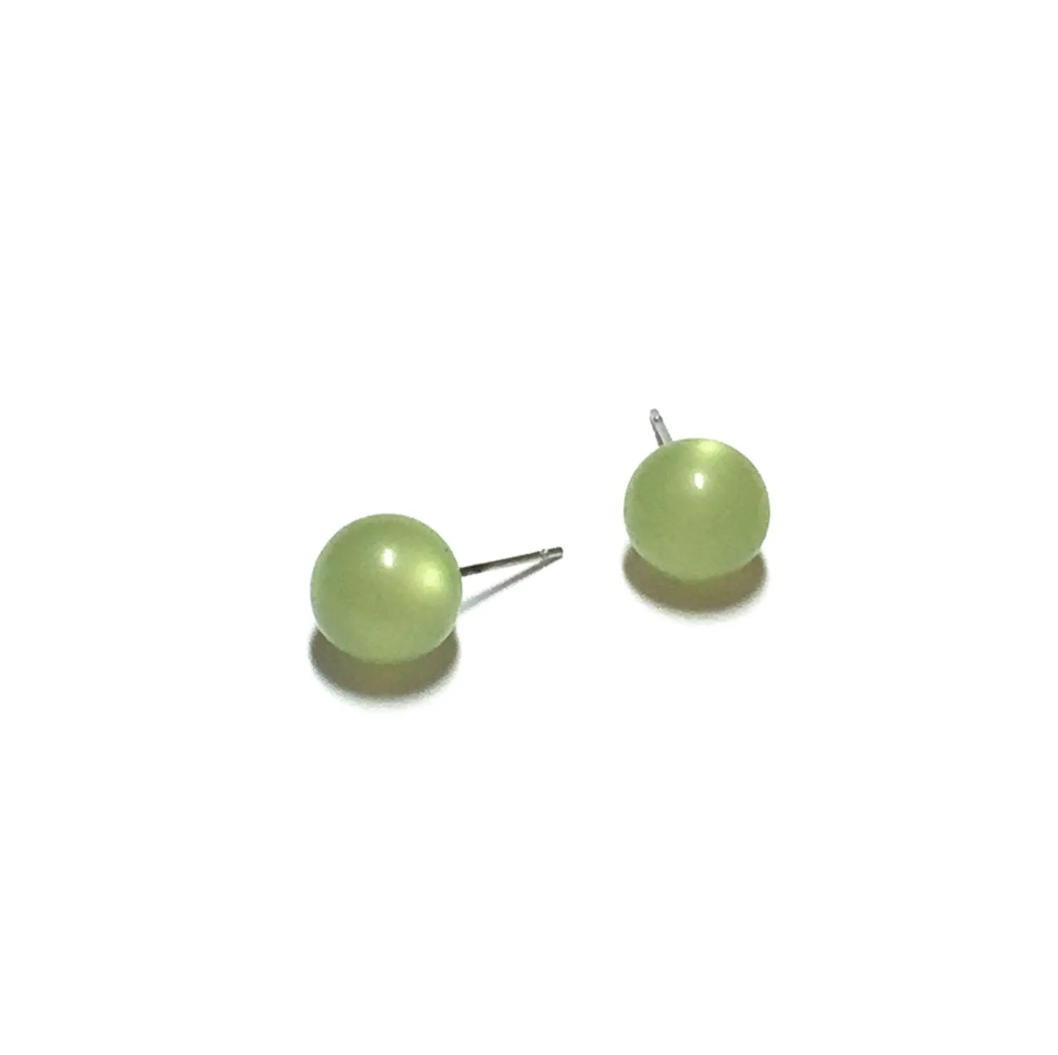 Celadon Green Petite Moonglow Ball Stud Earrings
