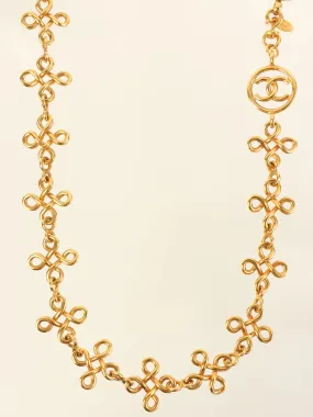 CHANEL 1993 Made Circle Cutout Cc Mark Design Chain Necklace Gold