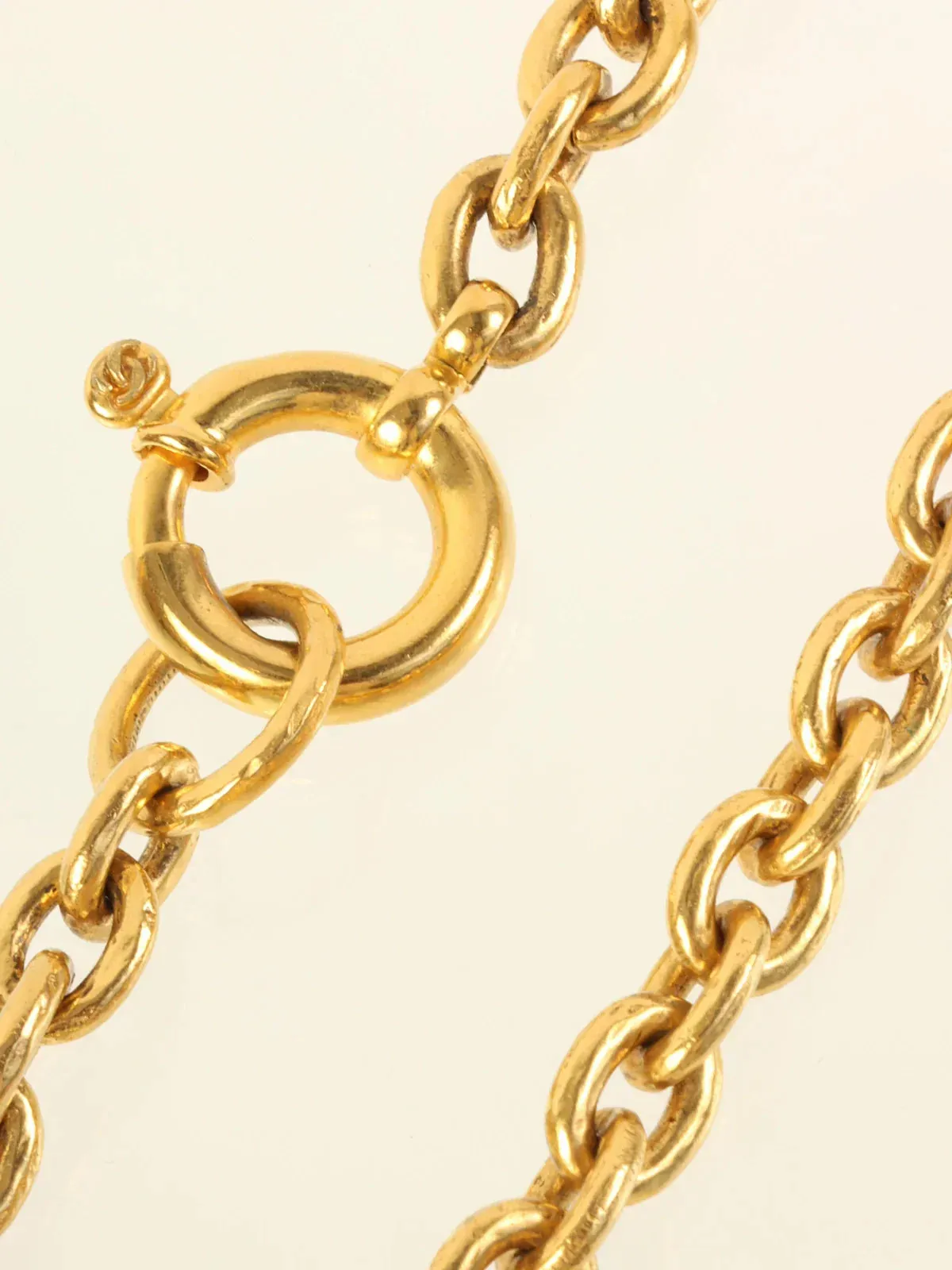 CHANEL 1994 Made Cross Bell Motif Dotted Cc Mark Long Necklace Gold