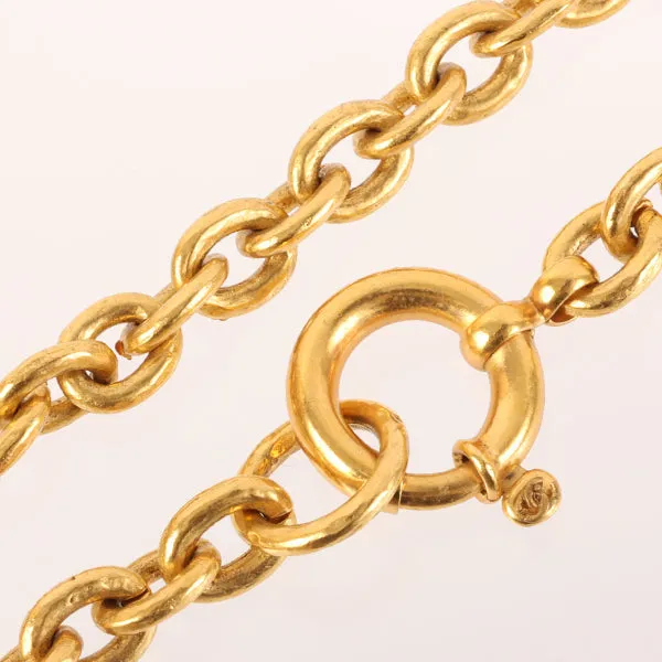 CHANEL 1994 Made Gripoix Round Cutout Cc Mark Necklace Green/Red
