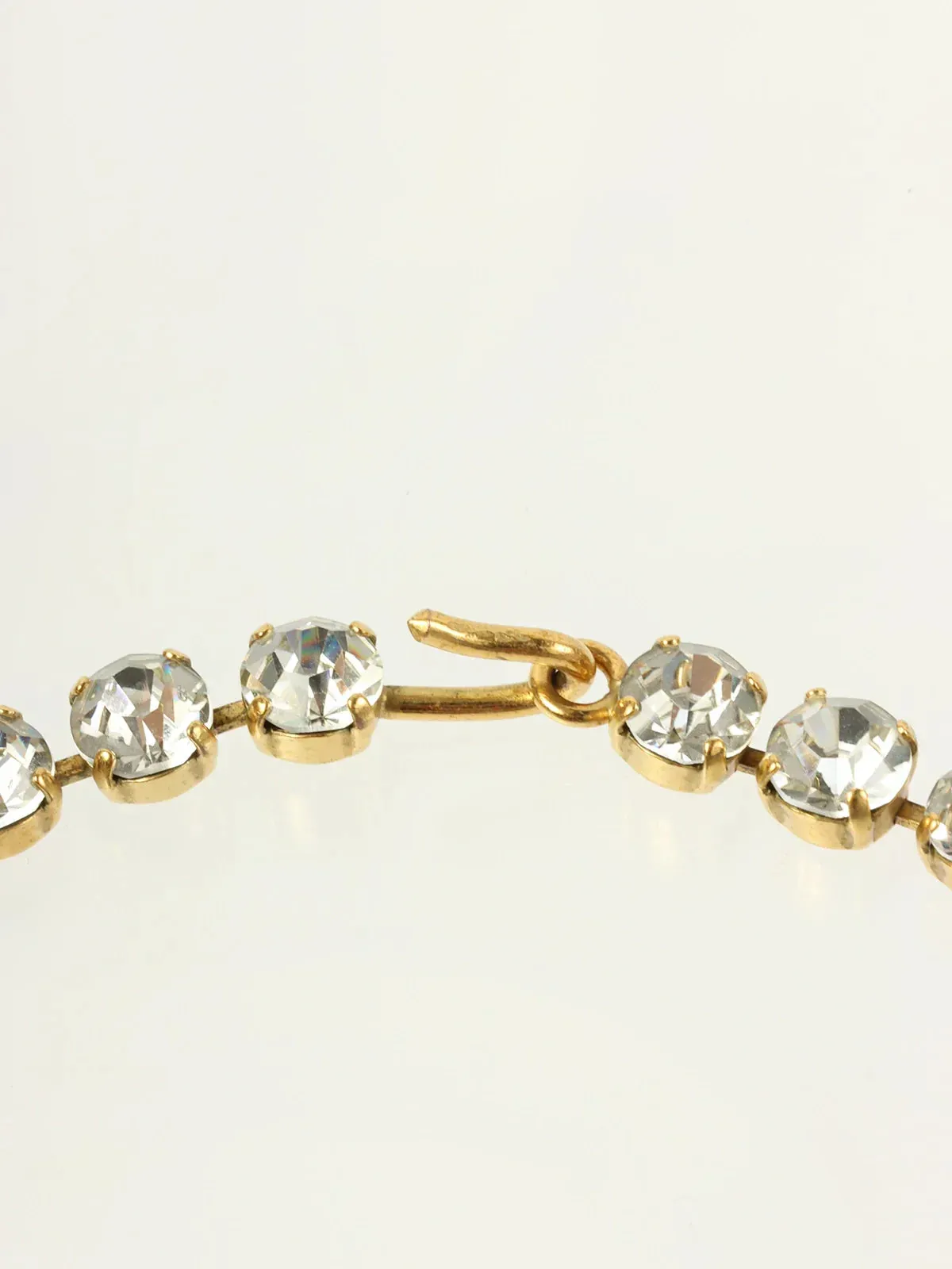 CHANEL 1995 Made Rhinestone Cc Mark Swing Necklace Gold