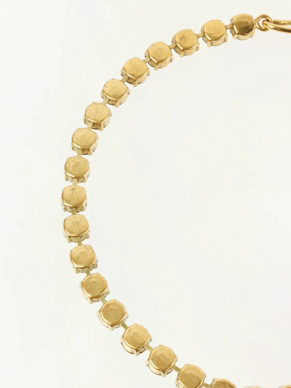 CHANEL 1995 Made Rhinestone Cc Mark Swing Necklace Gold