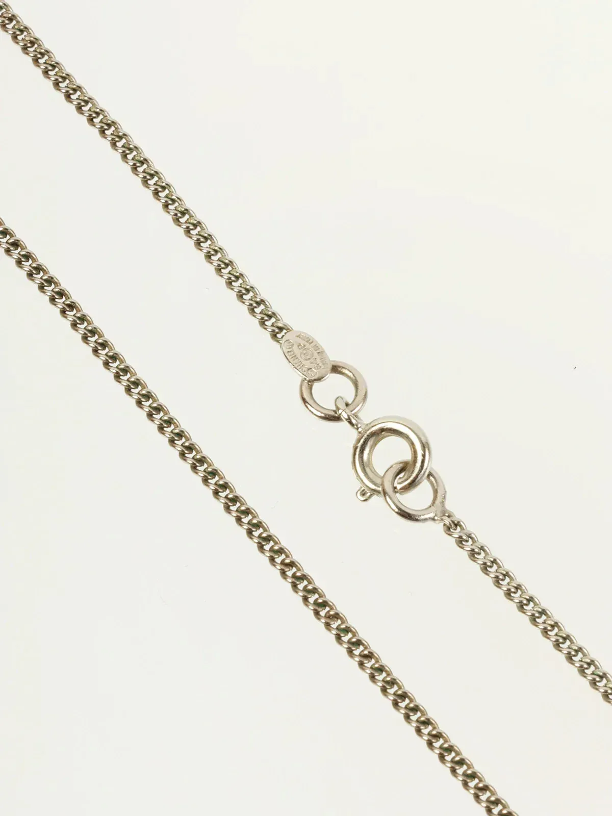 CHANEL 2004 Made Rhinestone Cassette Tape Plate Cc Mark Necklace Silver