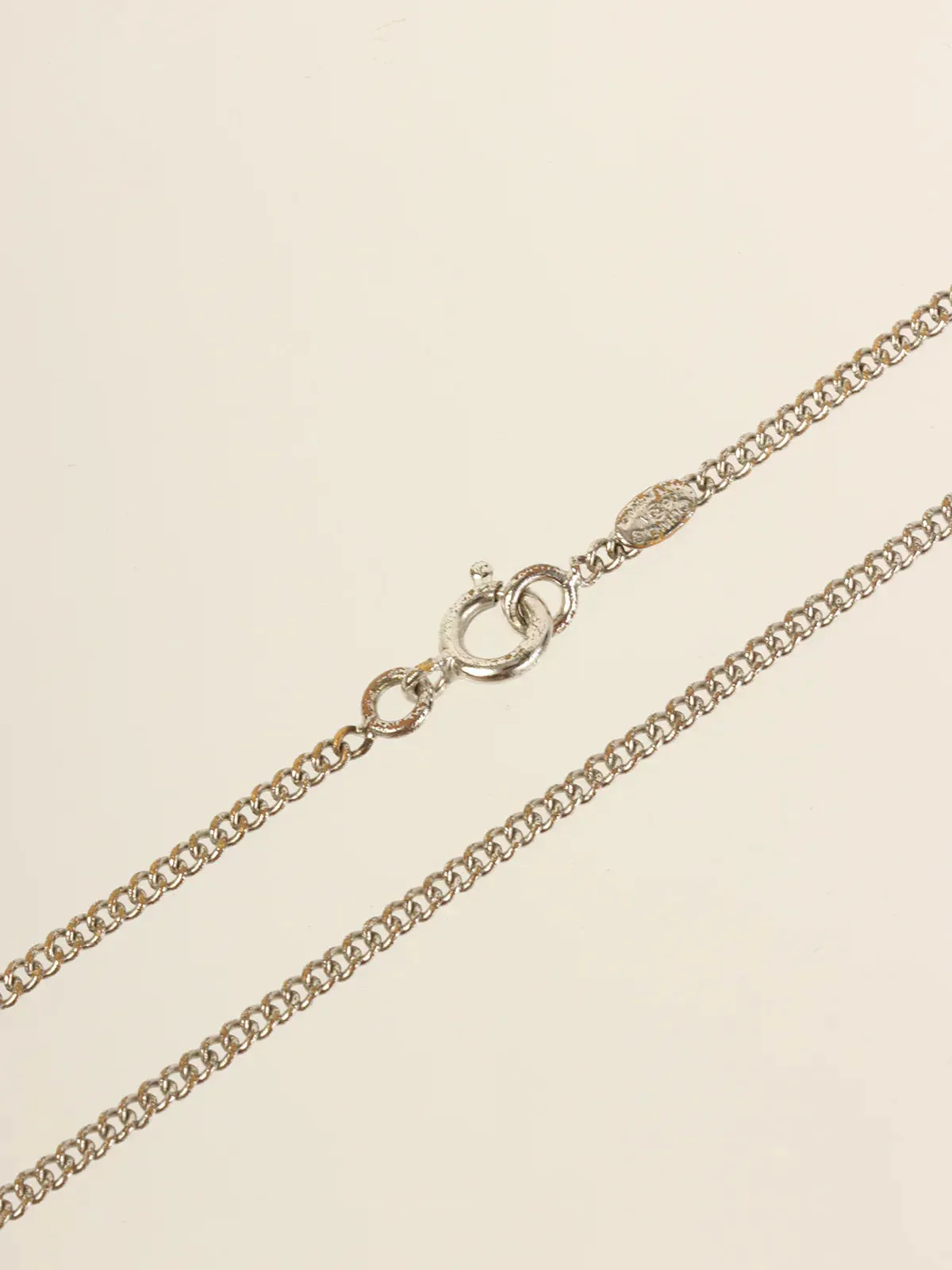 CHANEL 2006 Made Cc Mark Plate Necklaces Silver/Ivory