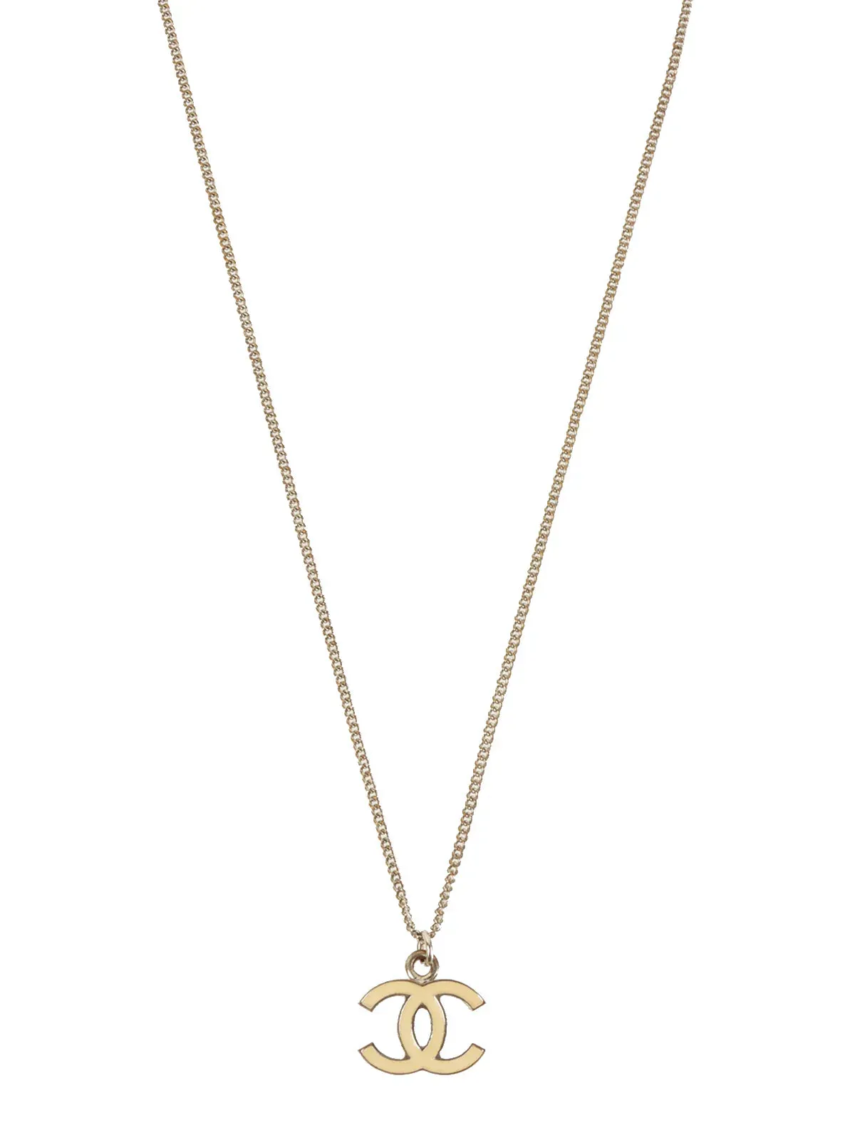 CHANEL 2006 Made Cc Mark Plate Necklaces Silver/Ivory