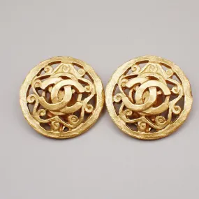 Chanel Cc Logo Round Button Earrings 95A
