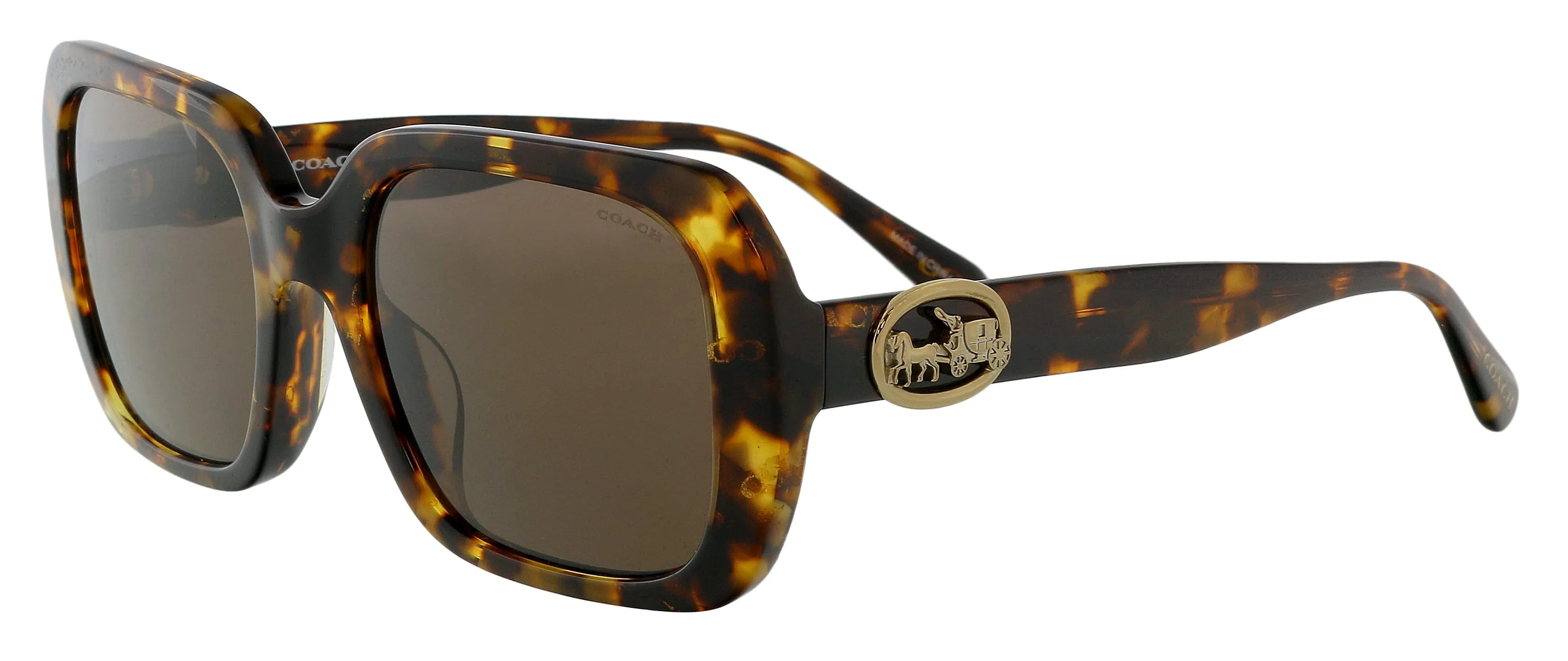 Coach 0HC8329U 56597353 Full Rim Havana Square Sunglasses