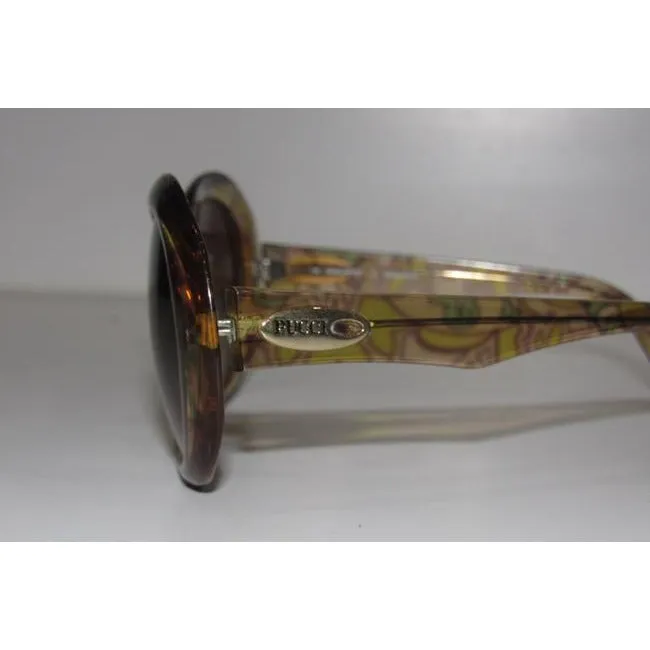 Emilio Pucci Marbleized Heavy Plastic In Browns And Greens Sunglassesdesigner Sunglasses
