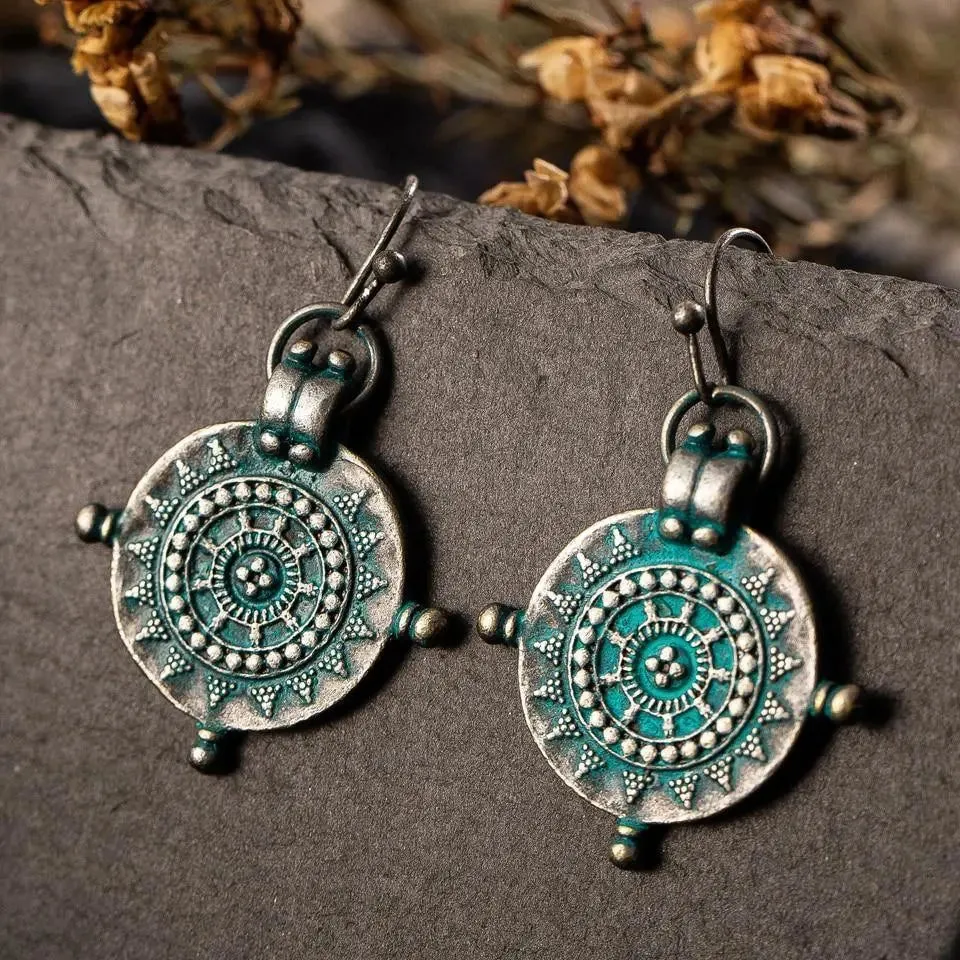 Ethnic Engraved Drop Earrings