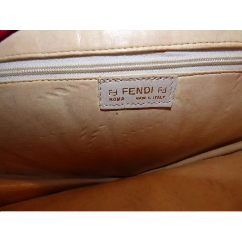 Fendi SAS red leather stylized fan shaped purse by Lagerfeld