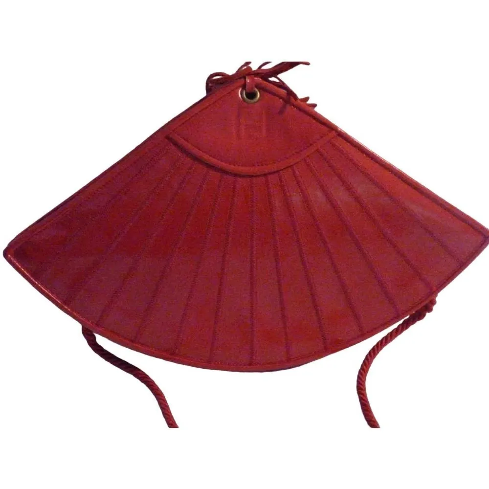 Fendi SAS red leather stylized fan shaped purse by Lagerfeld