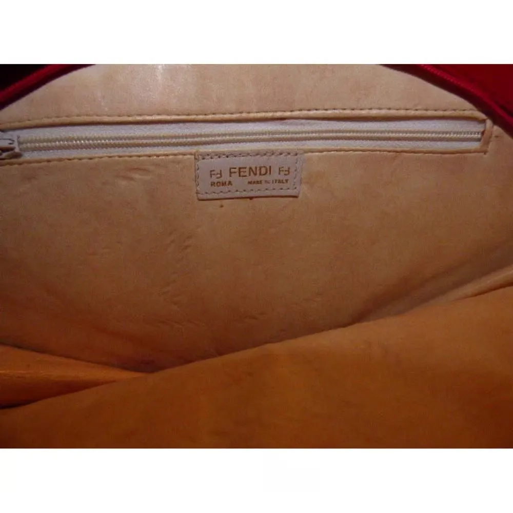 Fendi SAS red leather stylized fan shaped purse by Lagerfeld