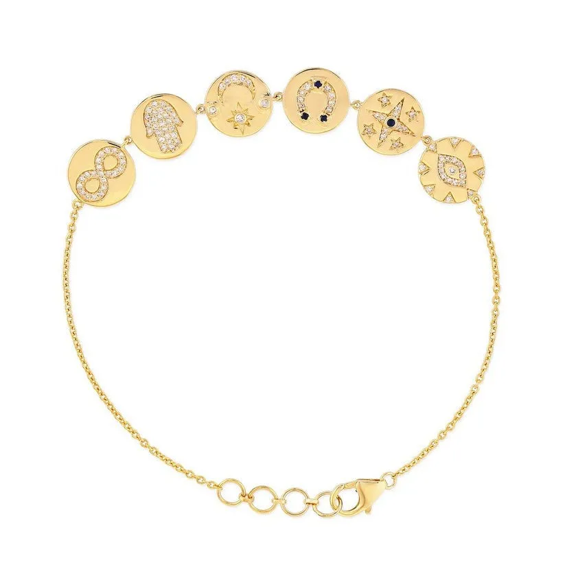 Golden Sapphire Bangle Charm Bracelet