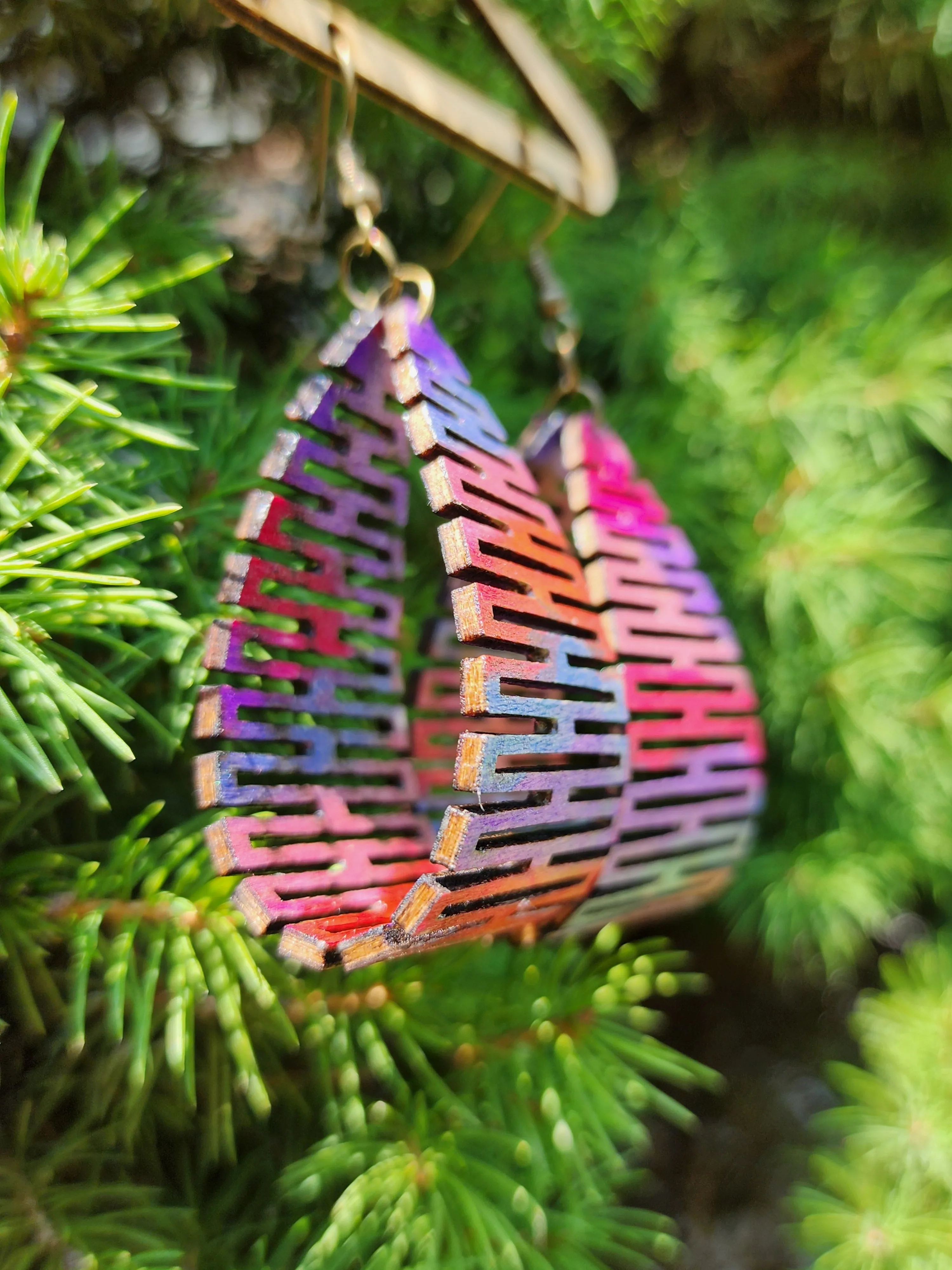 Magical Rainbow Wooden Earrings
