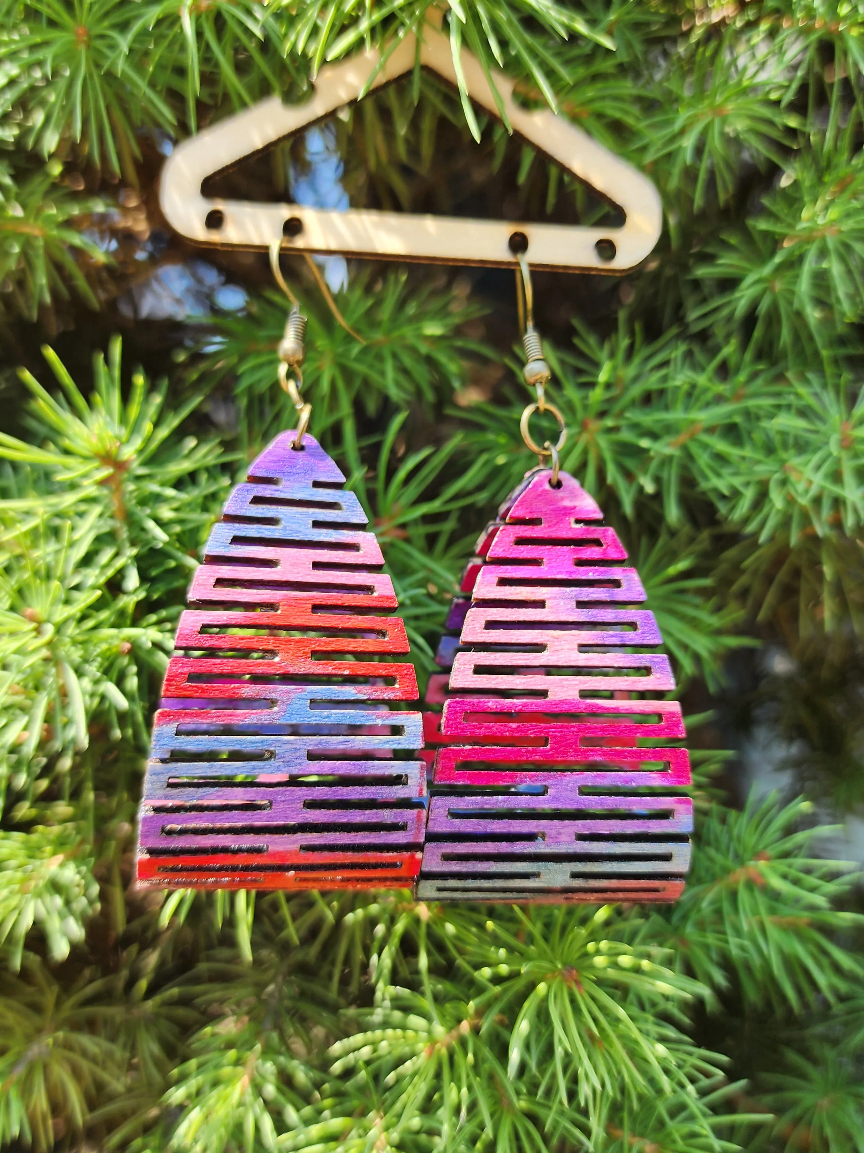 Magical Rainbow Wooden Earrings