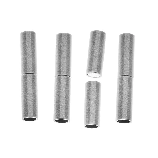 Magnetic Clasps, Tube Cord Ends Fits 3.2mm Cord, Antiqued Silver Plated (1 Set)