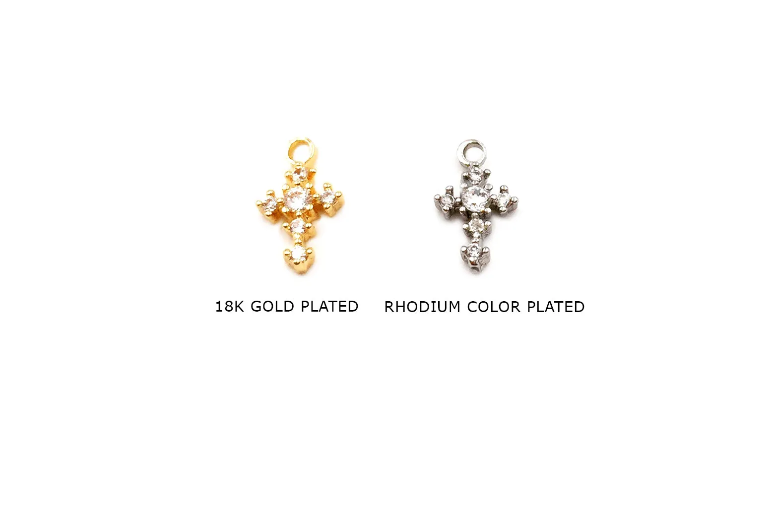 MP3856 Cubic Zirconia Cross Charm CHOOSE COLOR BELOW
