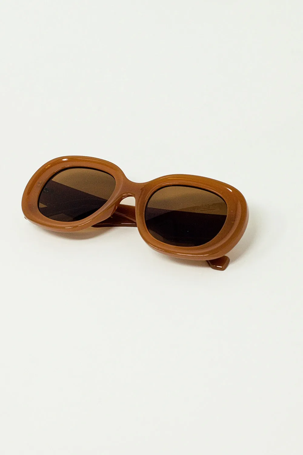 Oversized Circular Sunglasses in brown