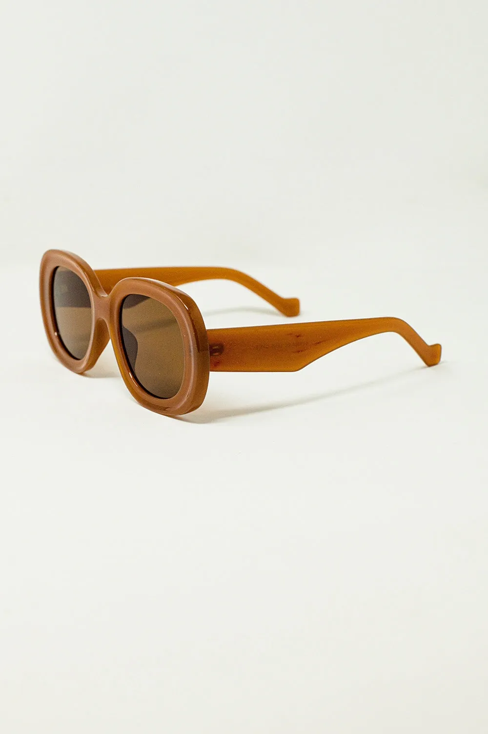 Oversized Circular Sunglasses in brown