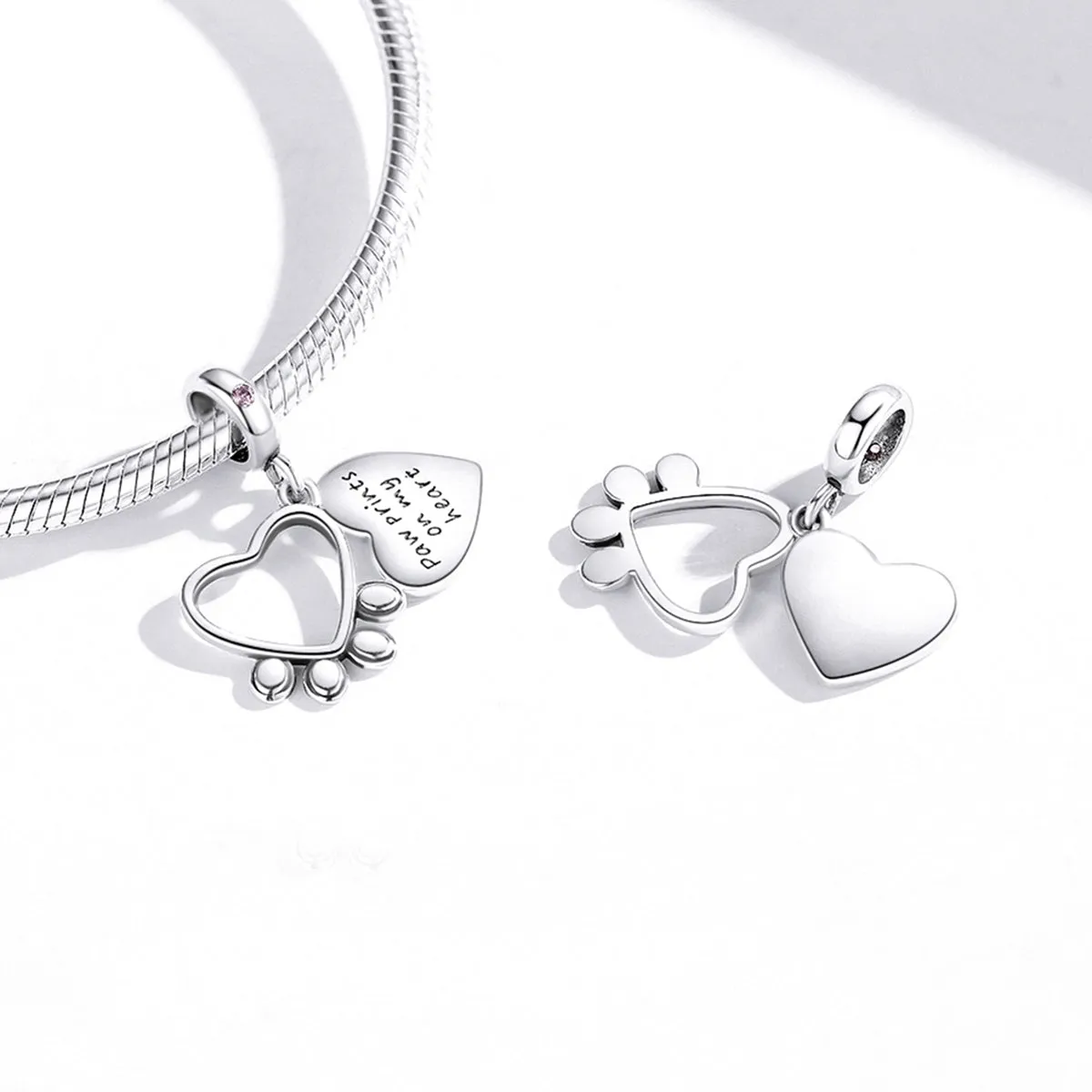Paw Prints on My Heart Dangle Charm