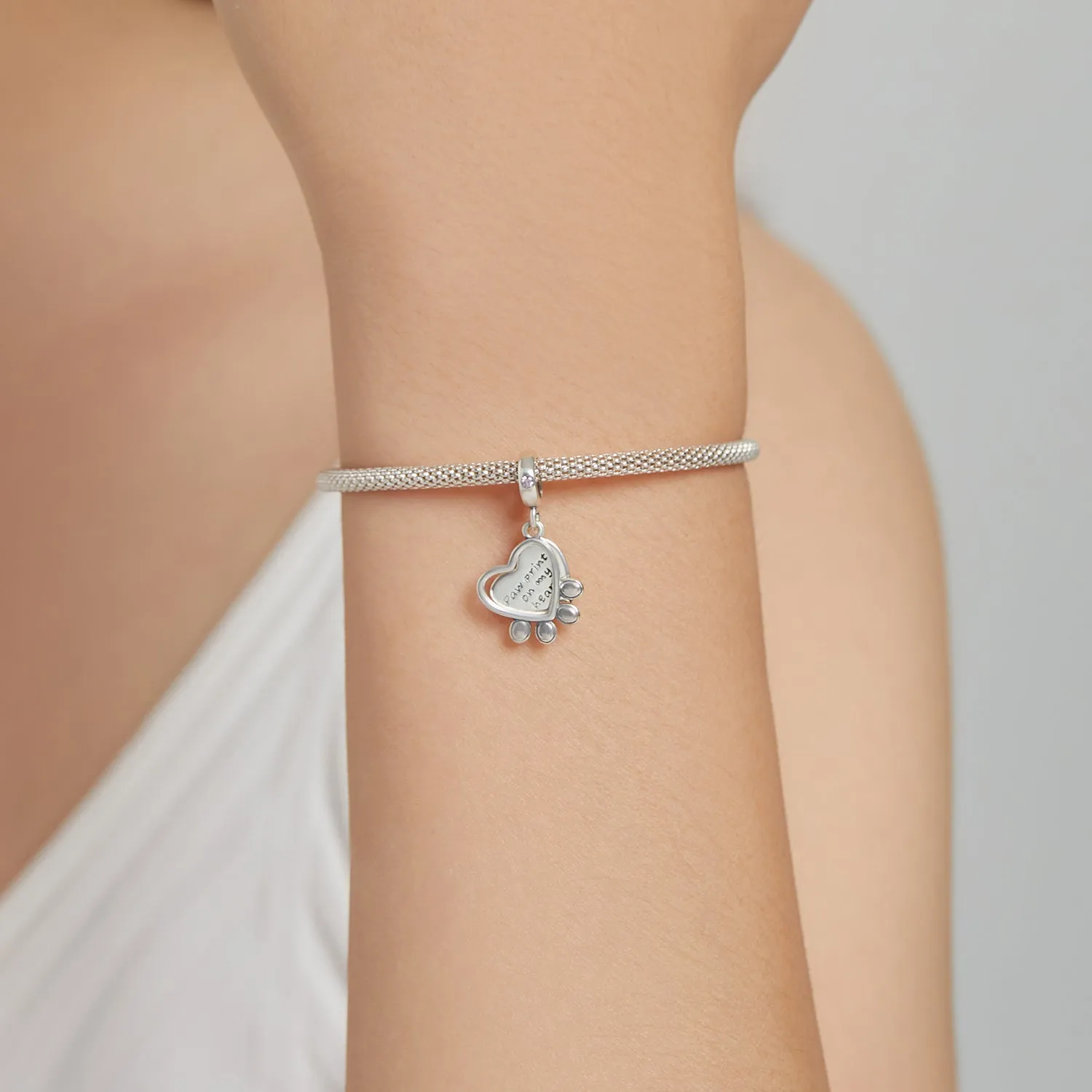 Paw Prints on My Heart Dangle Charm