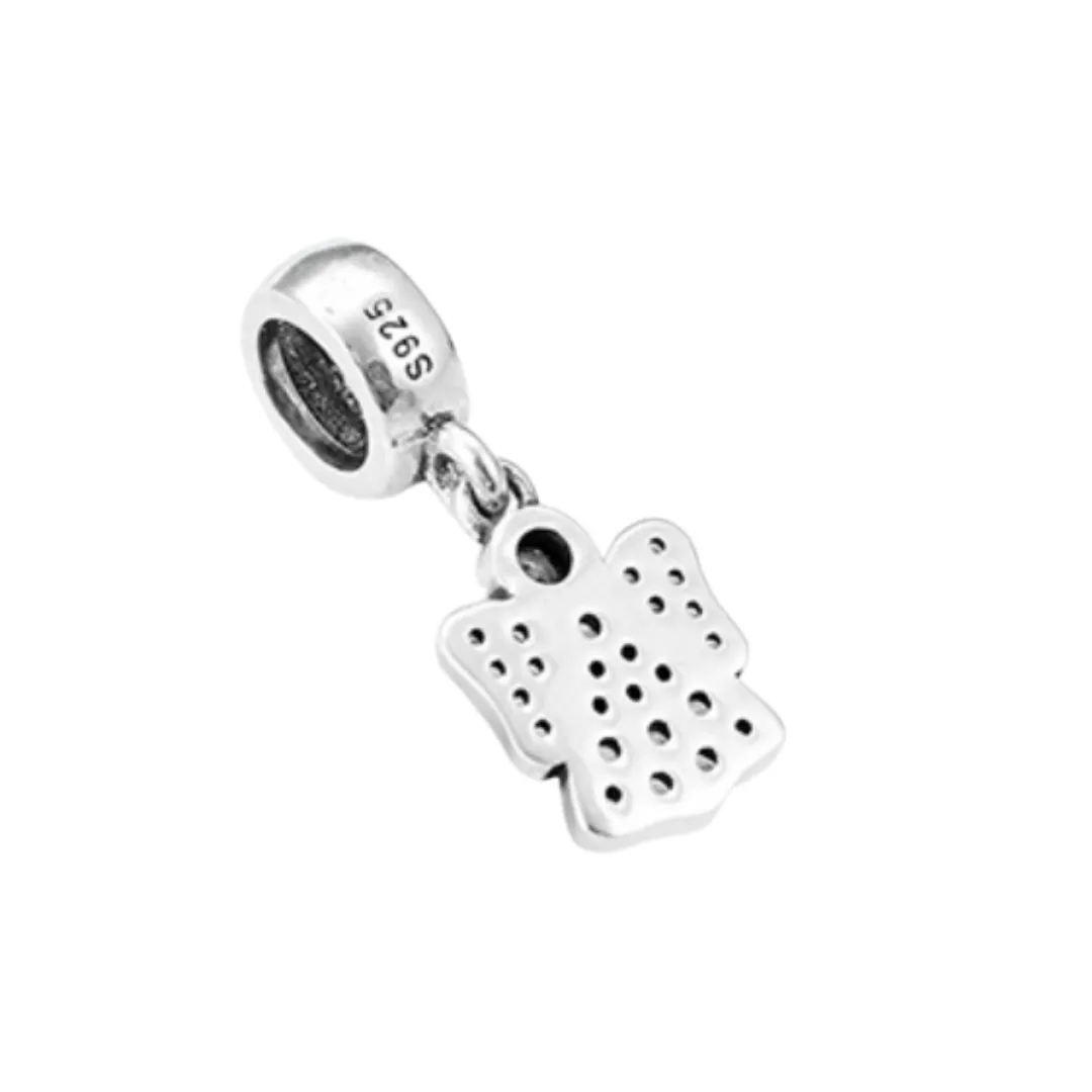 Sparkling Guardian Angel Dangle Charm 925 Sterling Silver
