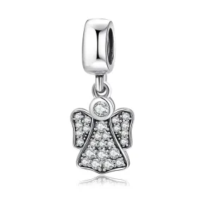 Sparkling Guardian Angel Dangle Charm 925 Sterling Silver
