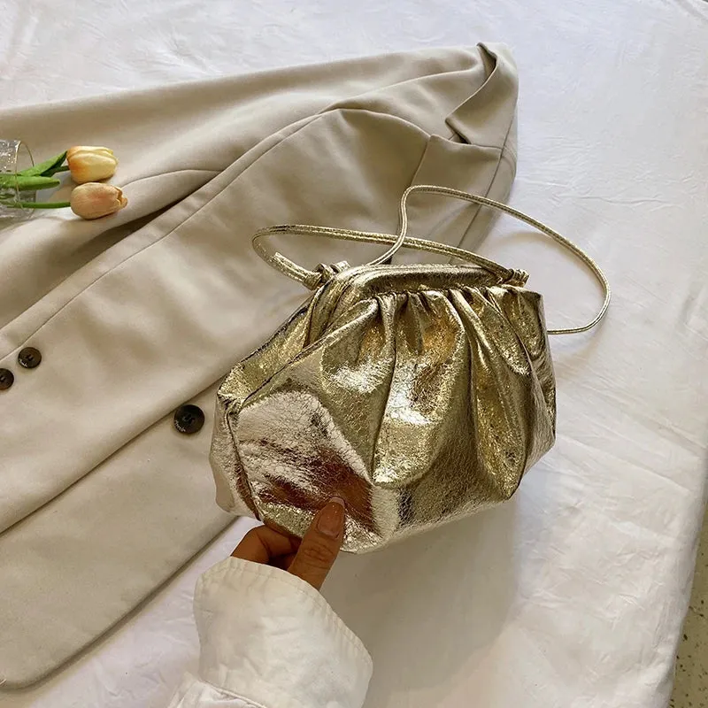 Uakiss Golden Evening Clutch Bags For Women Wedding Dinner Party Crossbody Cloud Bag New Luxury Designer Purses And Handbags