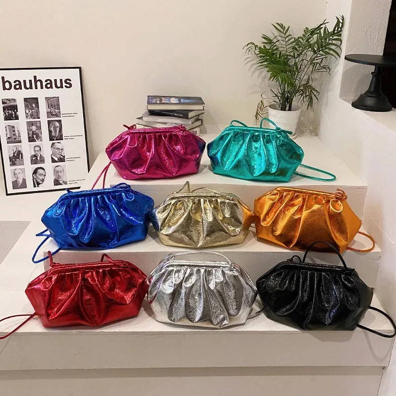 Uakiss Golden Evening Clutch Bags For Women Wedding Dinner Party Crossbody Cloud Bag New Luxury Designer Purses And Handbags