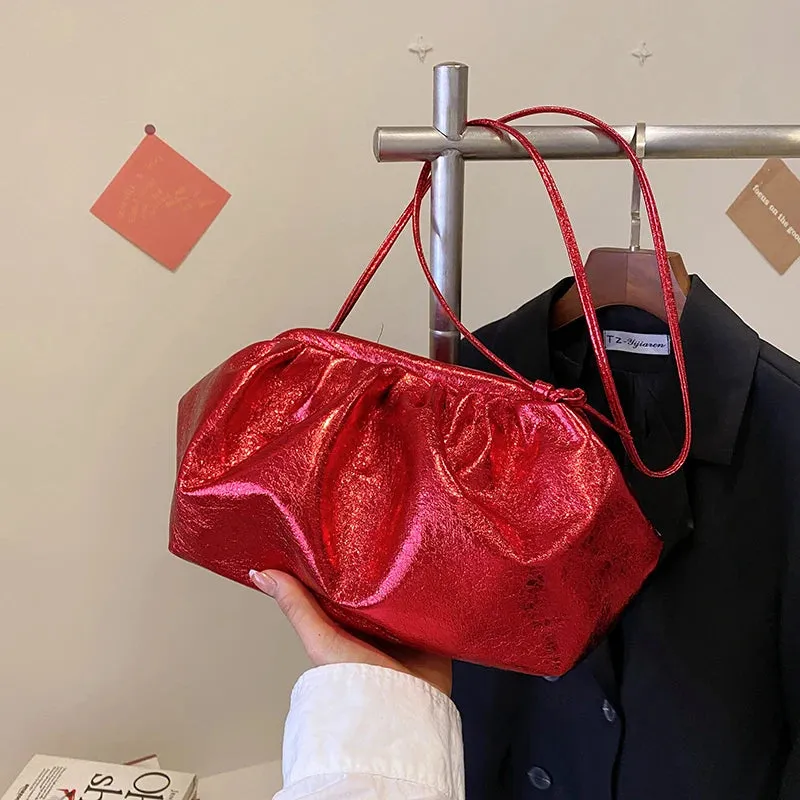 Uakiss Golden Evening Clutch Bags For Women Wedding Dinner Party Crossbody Cloud Bag New Luxury Designer Purses And Handbags