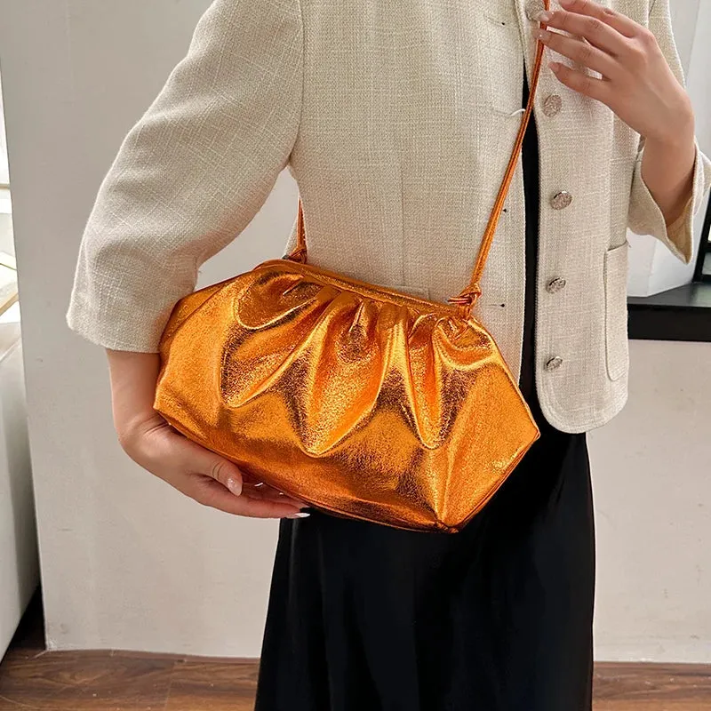 Uakiss Golden Evening Clutch Bags For Women Wedding Dinner Party Crossbody Cloud Bag New Luxury Designer Purses And Handbags